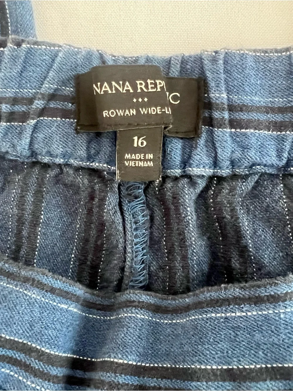 Banana Republic Blue Striped Women Linen and Cotton Rowan Wide Leg Pants